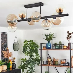 hofstein Chehalis Plafonnier, Boule lumineuse Ambre, Clair, 8 lumières