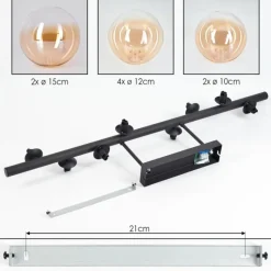hofstein Chehalis Plafonnier, Boule lumineuse Ambre, Clair, 8 lumières