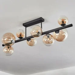 hofstein Chehalis Plafonnier, Boule lumineuse Ambre, Clair, 8 lumières