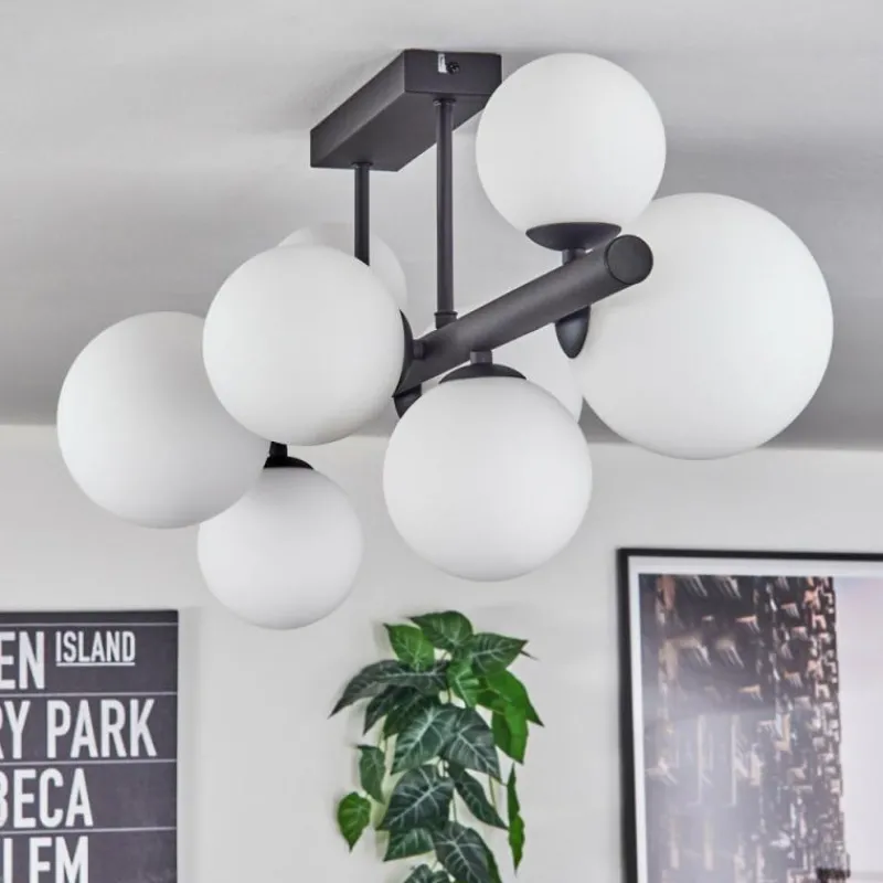 hofstein Chehalis Plafonnier, Boule lumineuse Blanc, 8 lumières