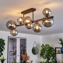 hofstein Chehalis Plafonnier, Boule lumineuse Fumé, 8 lumières