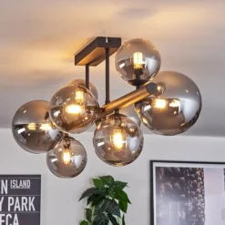 hofstein Chehalis Plafonnier, Boule lumineuse Fumé, 8 lumières