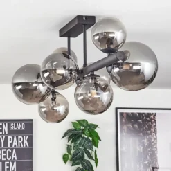 hofstein Chehalis Plafonnier, Boule lumineuse Fumé, 8 lumières