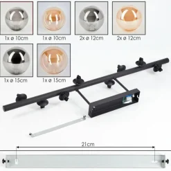 hofstein Chehalis Plafonnier, Boule lumineuse Ambre, Fumé, 8 lumières