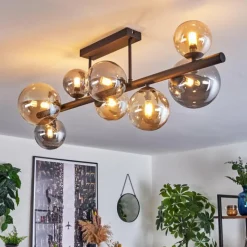 hofstein Chehalis Plafonnier, Boule lumineuse Ambre, Fumé, 8 lumières