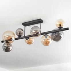 hofstein Chehalis Plafonnier, Boule lumineuse Ambre, Fumé, 8 lumières