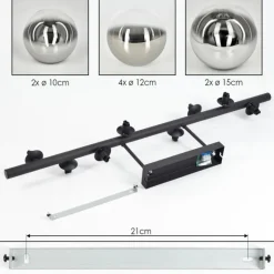 hofstein Chehalis Plafonnier, Boule lumineuse Chrome, Clair, Fumé, 8 lumières