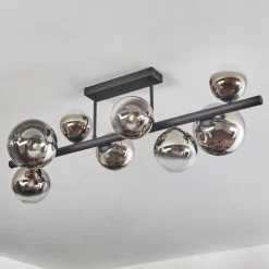 hofstein Chehalis Plafonnier, Boule lumineuse Chrome, Clair, Fumé, 8 lumières