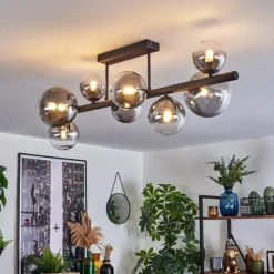 hofstein Chehalis Plafonnier, Boule lumineuse Clair, Fumé, 8 lumières