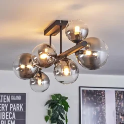 hofstein Chehalis Plafonnier, Boule lumineuse Clair, Fumé, 8 lumières