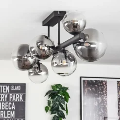 hofstein Chehalis Plafonnier, Boule lumineuse Clair, Fumé, 8 lumières