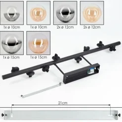hofstein Chehalis Plafonnier, Boule lumineuse Ambre, Clair, Fumé, 8 lumières