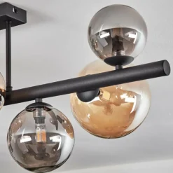 hofstein Chehalis Plafonnier, Boule lumineuse Ambre, Fumé, 8 lumières