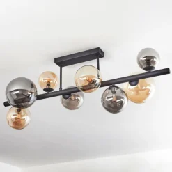 hofstein Chehalis Plafonnier, Boule lumineuse Ambre, Fumé, 8 lumières