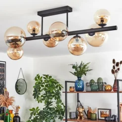 hofstein Chehalis Plafonnier, Boule lumineuse Ambre, 8 lumières