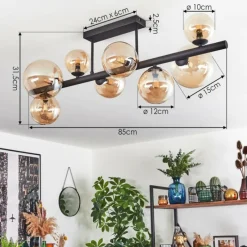 hofstein Chehalis Plafonnier, Boule lumineuse Ambre, 8 lumières