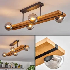 Luminaires Scandinaves-hofstein Chehalis Plafonnier, Boule lumineuse Écru, Noir, 4 lumières