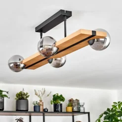 Luminaires Scandinaves-hofstein Chehalis Plafonnier, Boule lumineuse Écru, Noir, 4 lumières