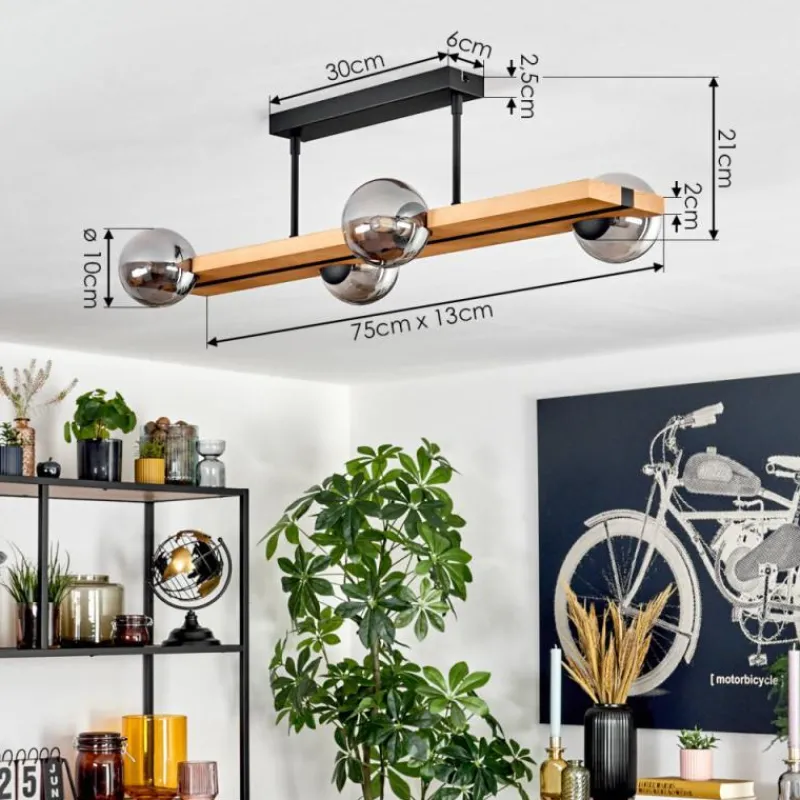 Luminaires Scandinaves-hofstein Chehalis Plafonnier, Boule lumineuse Écru, Noir, 4 lumières