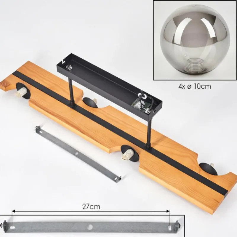 Luminaires Scandinaves-hofstein Chehalis Plafonnier, Boule lumineuse Écru, Noir, 4 lumières