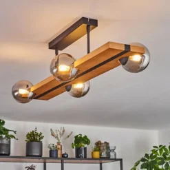 Luminaires Scandinaves-hofstein Chehalis Plafonnier, Boule lumineuse Écru, Noir, 4 lumières