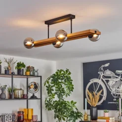 Luminaires Scandinaves-hofstein Chehalis Plafonnier, Boule lumineuse Écru, Noir, 4 lumières