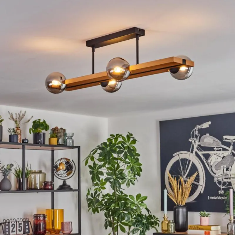 Luminaires Scandinaves-hofstein Chehalis Plafonnier, Boule lumineuse Écru, Noir, 4 lumières