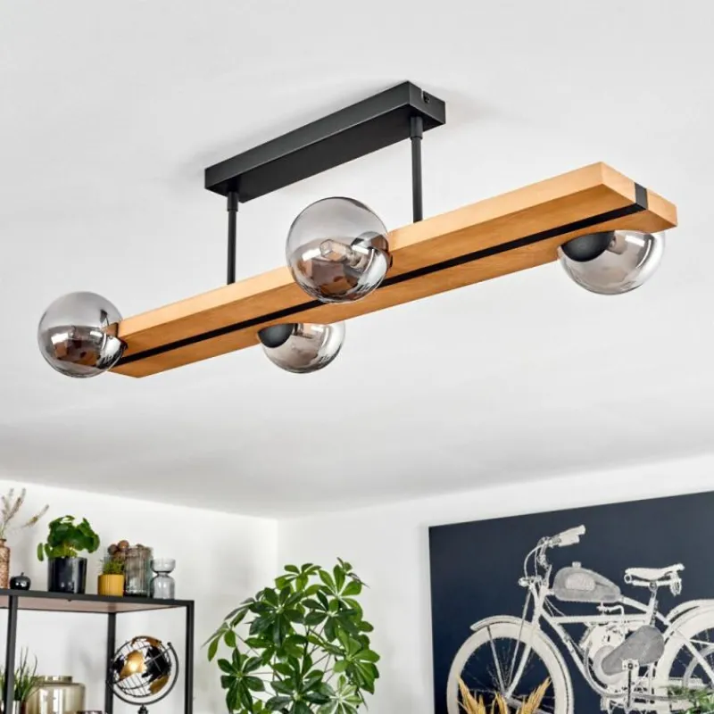 Luminaires Scandinaves-hofstein Chehalis Plafonnier, Boule lumineuse Écru, Noir, 4 lumières