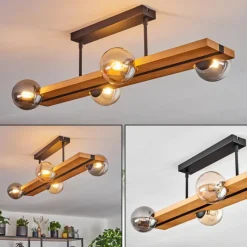 Luminaires Scandinaves-hofstein Chehalis Plafonnier, Boule lumineuse Écru, Noir, 4 lumières