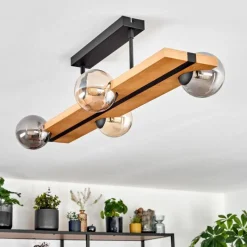 Luminaires Scandinaves-hofstein Chehalis Plafonnier, Boule lumineuse Écru, Noir, 4 lumières