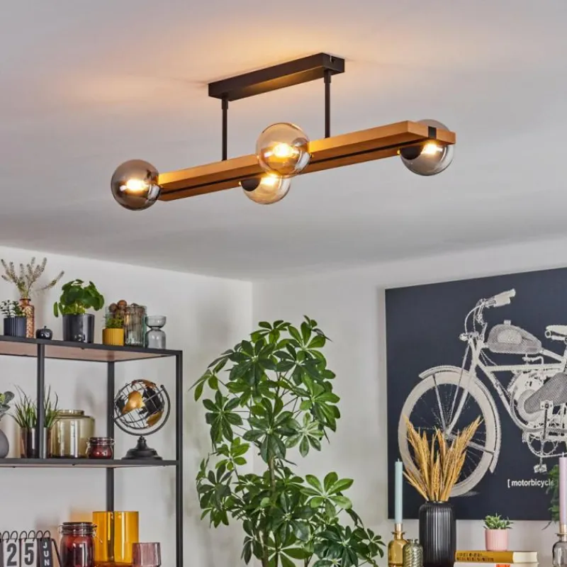 Luminaires Scandinaves-hofstein Chehalis Plafonnier, Boule lumineuse Écru, Noir, 4 lumières