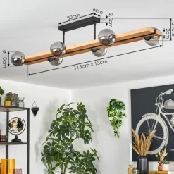 Luminaires Scandinaves-hofstein Chehalis Plafonnier, Boule lumineuse Écru, Noir, 6 lumières