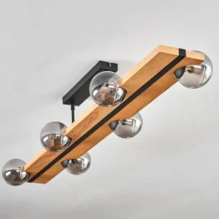 Luminaires Scandinaves-hofstein Chehalis Plafonnier, Boule lumineuse Écru, Noir, 6 lumières