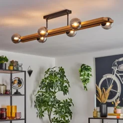 Luminaires Scandinaves-hofstein Chehalis Plafonnier, Boule lumineuse Écru, Noir, 6 lumières