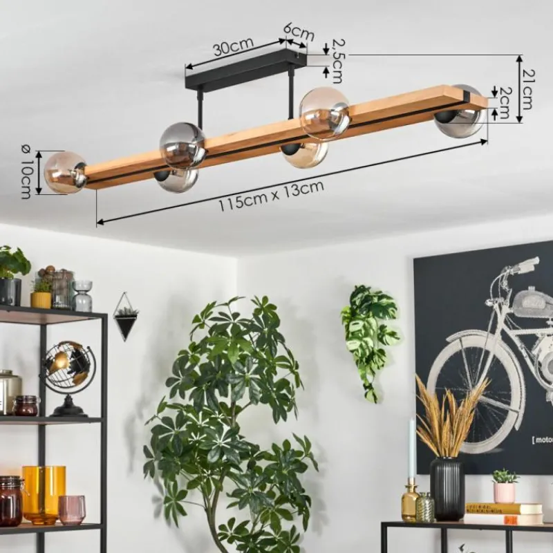 Luminaires Scandinaves-hofstein Chehalis Plafonnier, Boule lumineuse Écru, Noir, 6 lumières