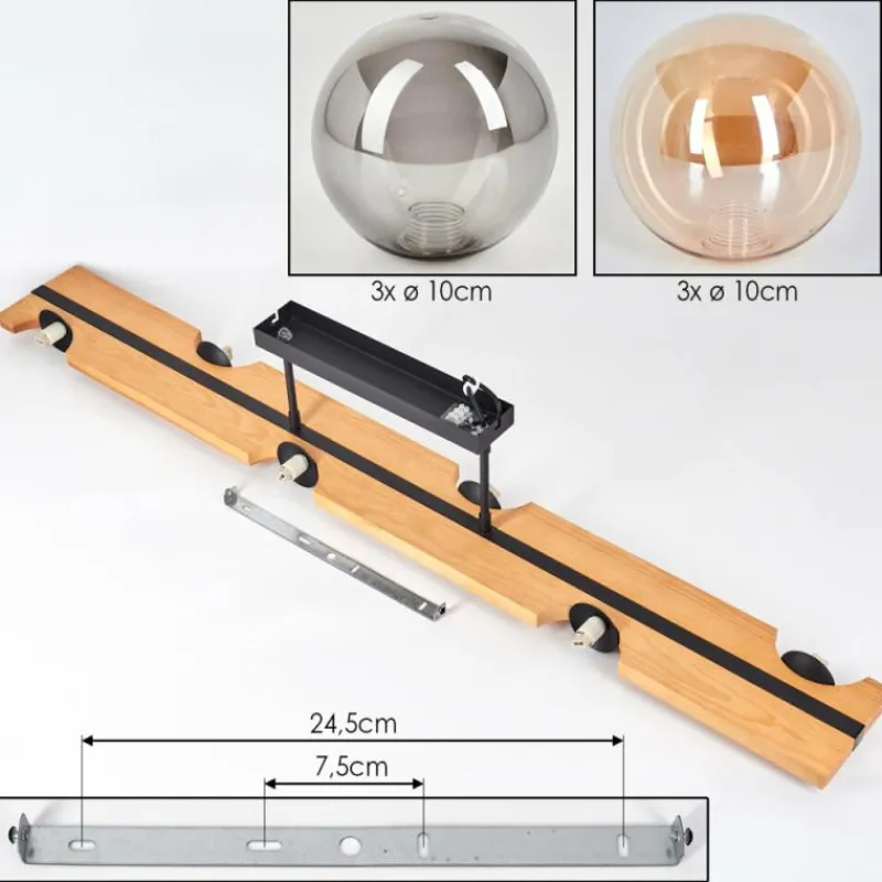Luminaires Scandinaves-hofstein Chehalis Plafonnier, Boule lumineuse Écru, Noir, 6 lumières