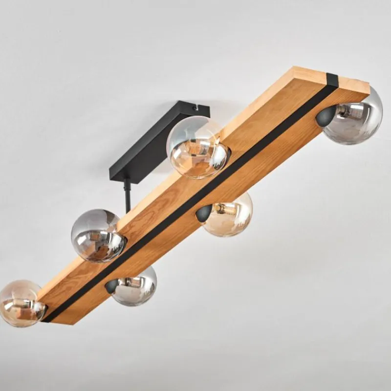 Luminaires Scandinaves-hofstein Chehalis Plafonnier, Boule lumineuse Écru, Noir, 6 lumières