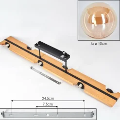 Luminaires Scandinaves-hofstein Chehalis Plafonnier, Boule lumineuse Écru, Noir, 6 lumières