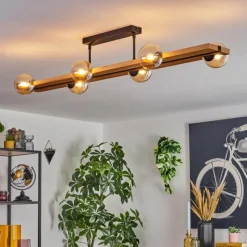 Luminaires Scandinaves-hofstein Chehalis Plafonnier, Boule lumineuse Écru, Noir, 6 lumières