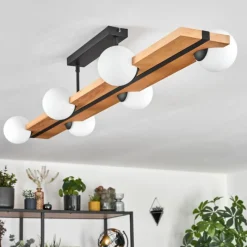 Luminaires Scandinaves-hofstein Chehalis Plafonnier, Boule lumineuse Écru, Noir, 6 lumières