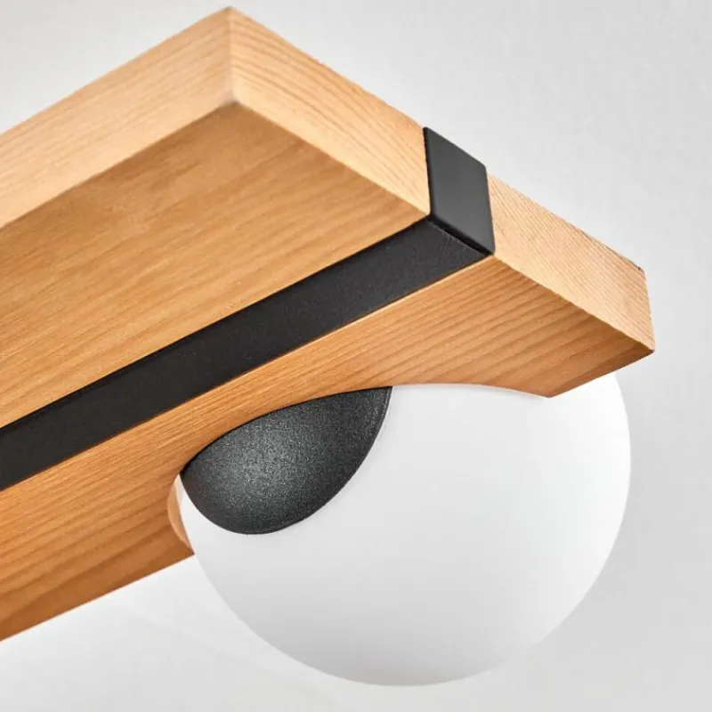 Luminaires Scandinaves-hofstein Chehalis Plafonnier, Boule lumineuse Écru, Noir, 6 lumières