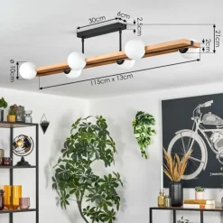 Luminaires Scandinaves-hofstein Chehalis Plafonnier, Boule lumineuse Écru, Noir, 6 lumières