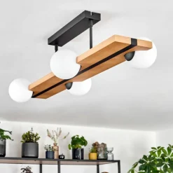 Luminaires Scandinaves-hofstein Chehalis Plafonnier, Boule lumineuse Écru, Noir, 4 lumières