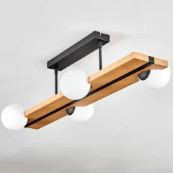 Luminaires Scandinaves-hofstein Chehalis Plafonnier, Boule lumineuse Écru, Noir, 4 lumières