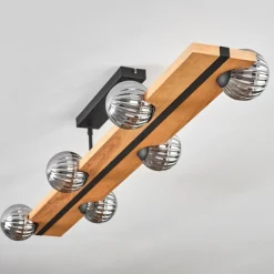 Luminaires Scandinaves-hofstein Chehalis Plafonnier, Boule lumineuse Écru, Noir, 6 lumières