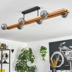 Luminaires Scandinaves-hofstein Chehalis Plafonnier, Boule lumineuse Écru, Noir, 6 lumières