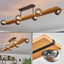 Luminaires Scandinaves-hofstein Chehalis Plafonnier, Boule lumineuse Écru, Noir, 6 lumières