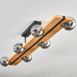 Luminaires Scandinaves-hofstein Chehalis Plafonnier, Boule lumineuse Écru, Noir, 6 lumières