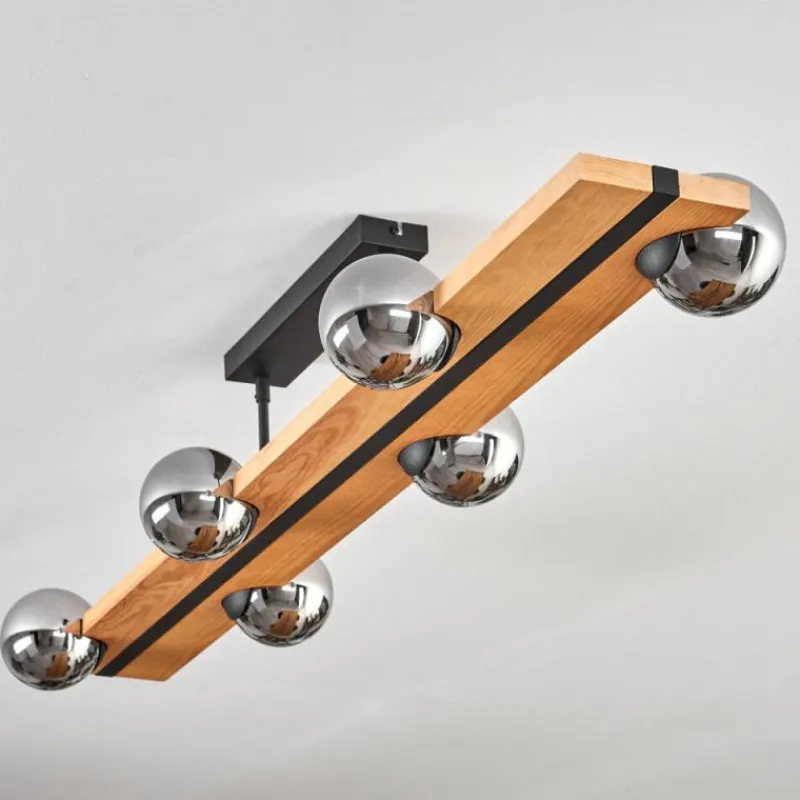 Luminaires Scandinaves-hofstein Chehalis Plafonnier, Boule lumineuse Écru, Noir, 6 lumières