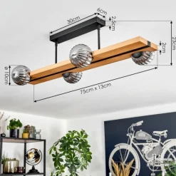 Luminaires Scandinaves-hofstein Chehalis Plafonnier, Boule lumineuse Écru, Noir, 4 lumières